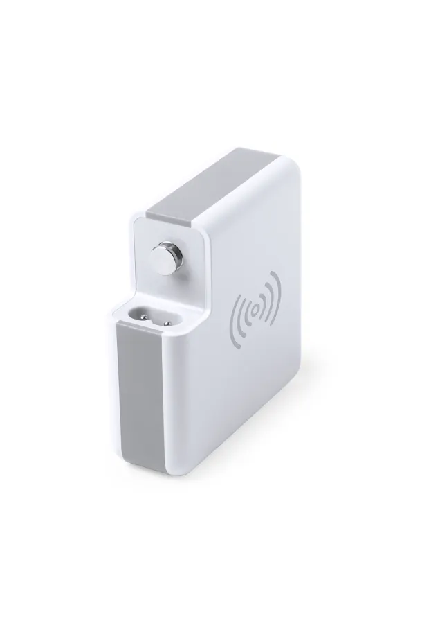 Adaptador Viaje Multifunción Teimpor Inalámbrico. 6700 mAh. 2 Salidas USB 2400 mA y 1 Salida Tipo C 2400 mA. Entrada Tipo C. USA, Europa, Asia, Reino Unido, Australia