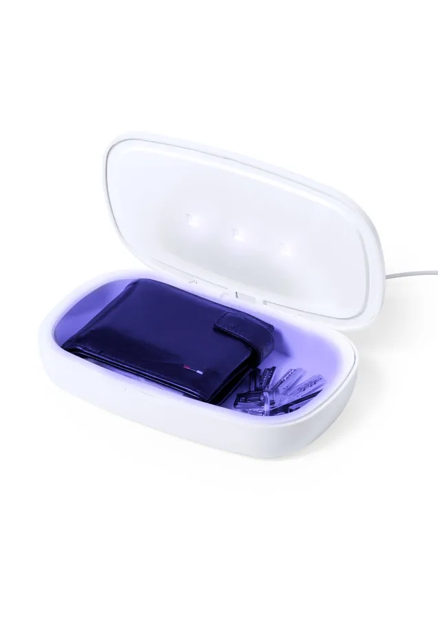 Caja Esterilizadora UV Cargador Halby Inalámbrico. Luz Ultravioleta. Conexión USB. Cable Incluido