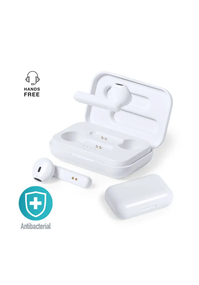 Auriculares Antibacterianos Kikey Conexión Bluetooth. Recargable USB. Cable Incluido