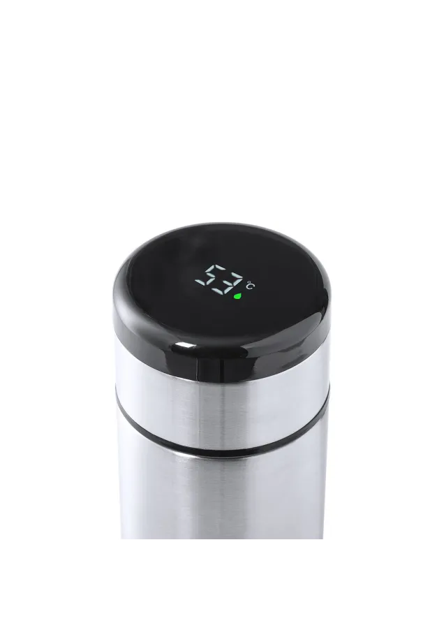 Termo Kaucex 420 ml. Medidor Temperatura Táctil. Presentación Individual. Infusor Incluido. Pila Botón Incluida