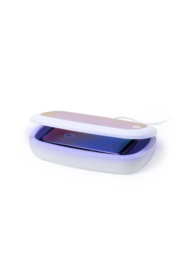 Caja Esterilizadora UV Cargador Strey Inalámbrico. Luz Ultravioleta. Conexión USB. Cable Incluido