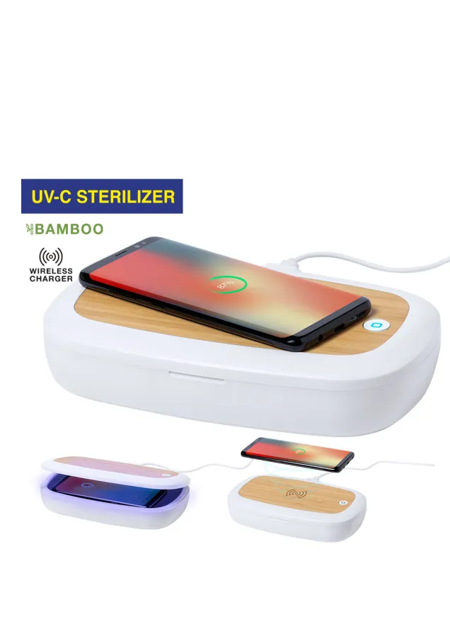 Caja Esterilizadora UV Cargador Strey Inalámbrico. Luz Ultravioleta. Conexión USB. Cable Incluido