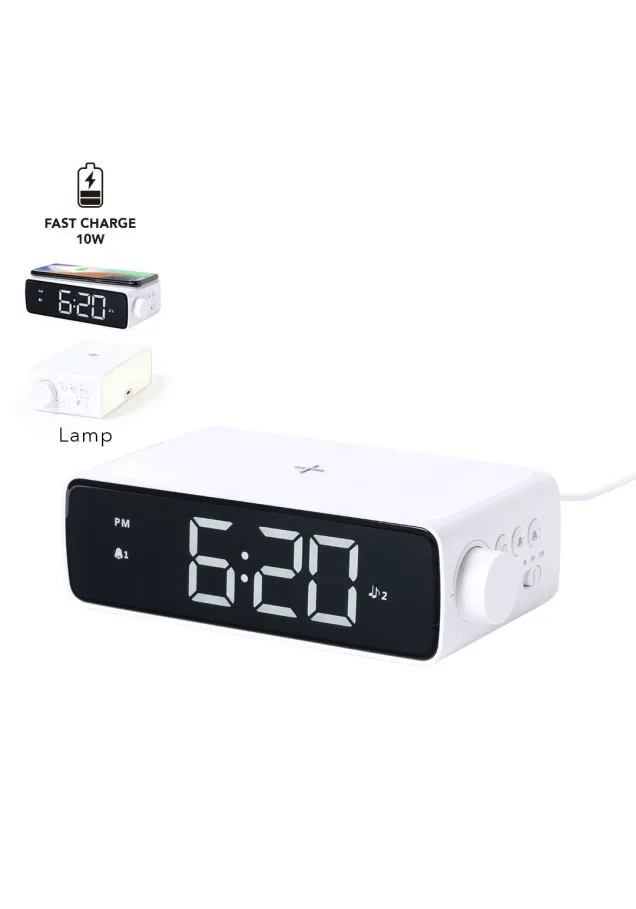 Reloj Multifunción Fabirt Inalámbrico 10W. 36 Ledes. Intensidad de Luz Regulable. Conexión USB