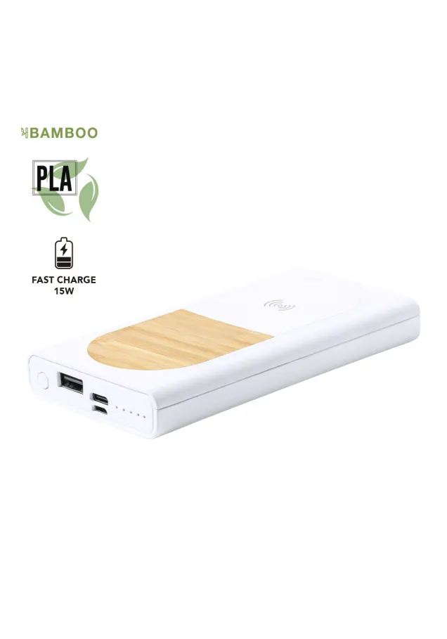 Power Bank Ditte Inalámbrico 15W. 8000 mAh. 1 Salida USB y 1 Tipo C. Entrada Micro USB y Tipo C