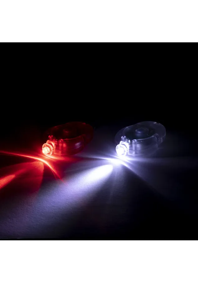 Set Luces Seguridad Bici Bowel 2 Piezas. 1 Led. 2 Posiciones de Luz. Pilas Botón Incluidas