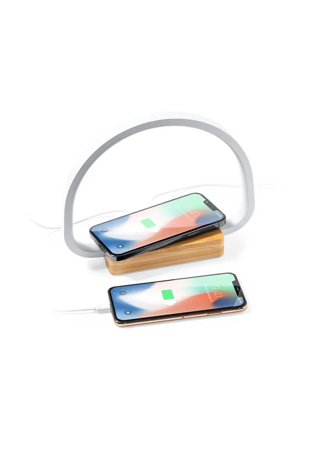 Lámpara Cargador Labrum 52 Ledes. 3 Posiciones de Luz. Intensidad de Luz Regulable. Conexión USB. Inalámbrico 10W. Salida USB. 1000 mA