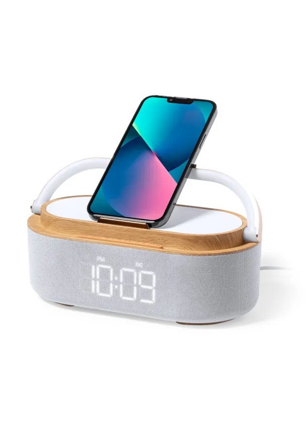 Reloj Multifunción Nakles Inalámbrico 15W. 34 Ledes. 3 Posiciones de Luz. Intensidad de Luz Regulable. Recargable USB. Conexión Bluetooth. Potencia Sonido 2x5W