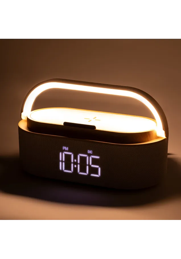 Reloj Multifunción Nakles Inalámbrico 15W. 34 Ledes. 3 Posiciones de Luz. Intensidad de Luz Regulable. Recargable USB. Conexión Bluetooth. Potencia Sonido 2x5W