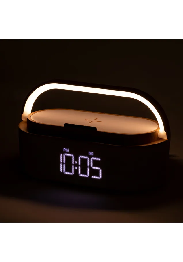 Reloj Multifunción Nakles Inalámbrico 15W. 34 Ledes. 3 Posiciones de Luz. Intensidad de Luz Regulable. Recargable USB. Conexión Bluetooth. Potencia Sonido 2x5W