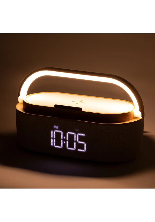 Reloj Multifunción Nakles Inalámbrico 15W. 34 Ledes. 3 Posiciones de Luz. Intensidad de Luz Regulable. Recargable USB. Conexión Bluetooth. Potencia Sonido 2x5W