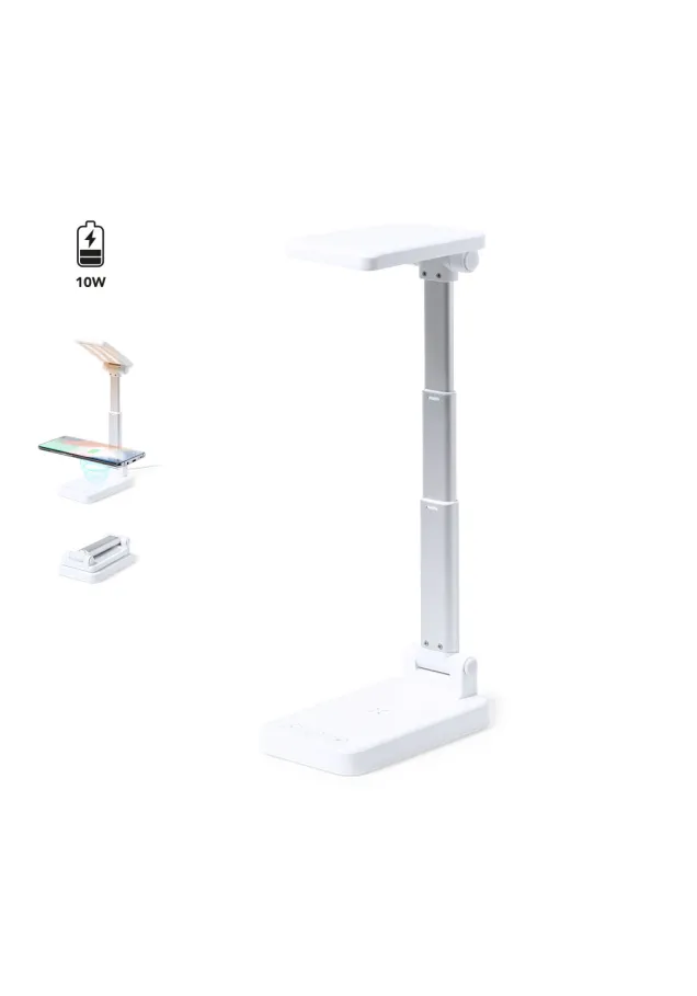 Lámpara Multifunción Cirgux Plegable. Altura Regulable. 3 Posiciones de Luz. Intensidad de Luz Regulable. Inalámbrico 10W. 3000 mAh. Entrada Tipo C. 1 Salida USB