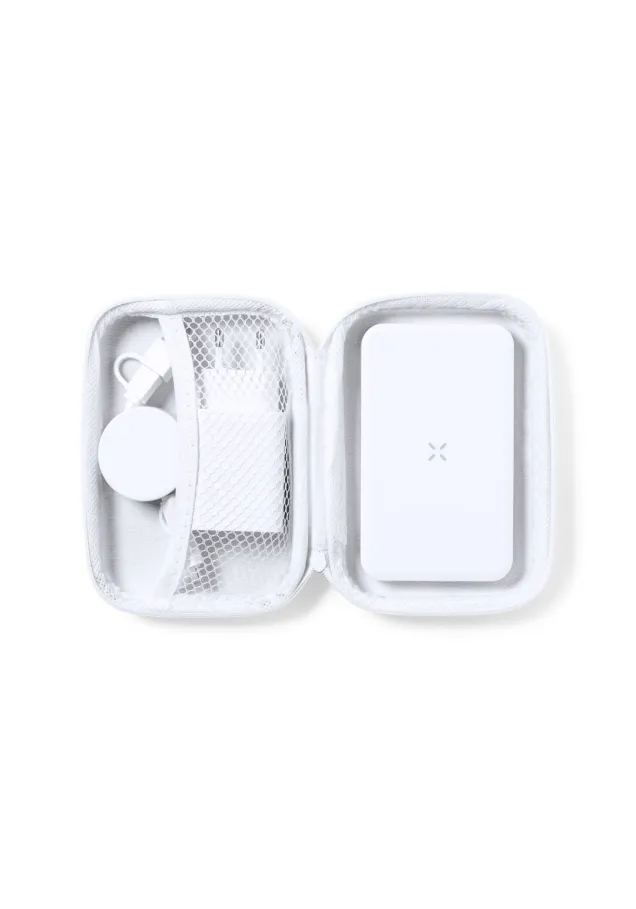 Set Power Bank Cody Cable Cargador Apto para transferir datos, Cable Extensible, Conexión Micro USB, Tipo C y Lightning 9V DC 2.1A