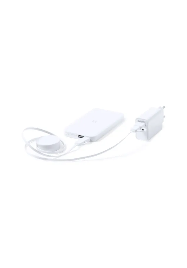 Set Power Bank Cody Cable Cargador Apto para transferir datos, Cable Extensible, Conexión Micro USB, Tipo C y Lightning 9V DC 2.1A