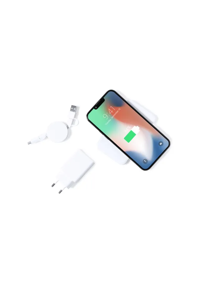 Set Power Bank Cody Cable Cargador Apto para transferir datos, Cable Extensible, Conexión Micro USB, Tipo C y Lightning 9V DC 2.1A