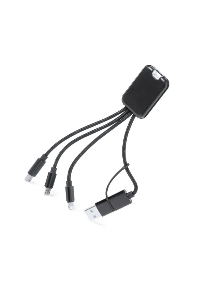 Cable Cargador Whoco Luces Led. Conexión Micro USB, Tipo C y Lightning 5V DC 2.4A