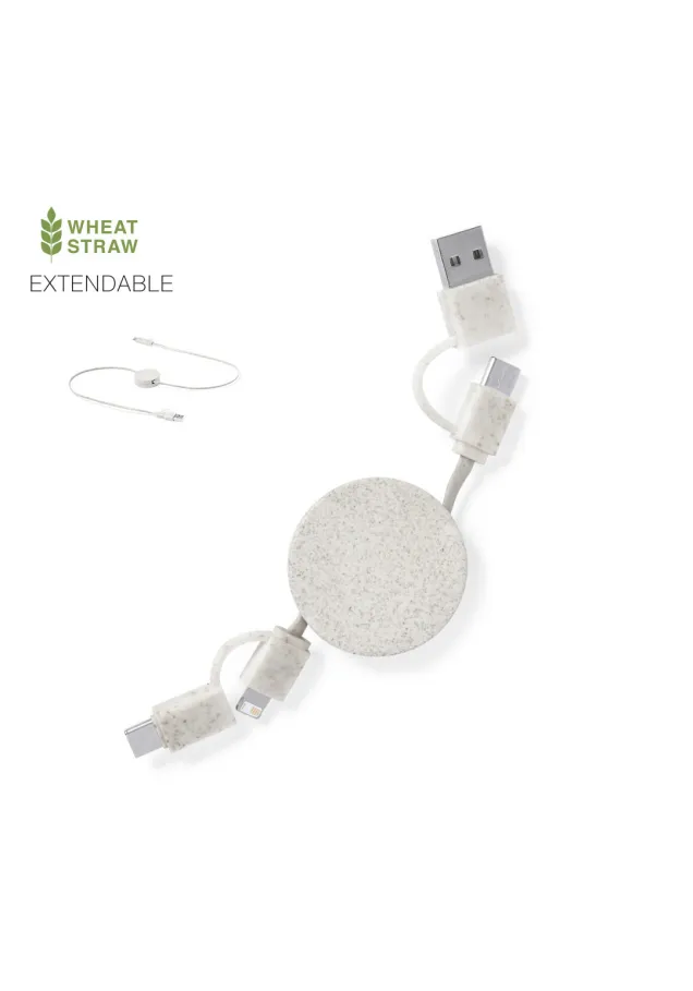 Cable Cargador Yarely Apto para transferir datos. Cable Extensible. Conexión Micro USB, Tipo C y Lightning 9V DC 2.1A