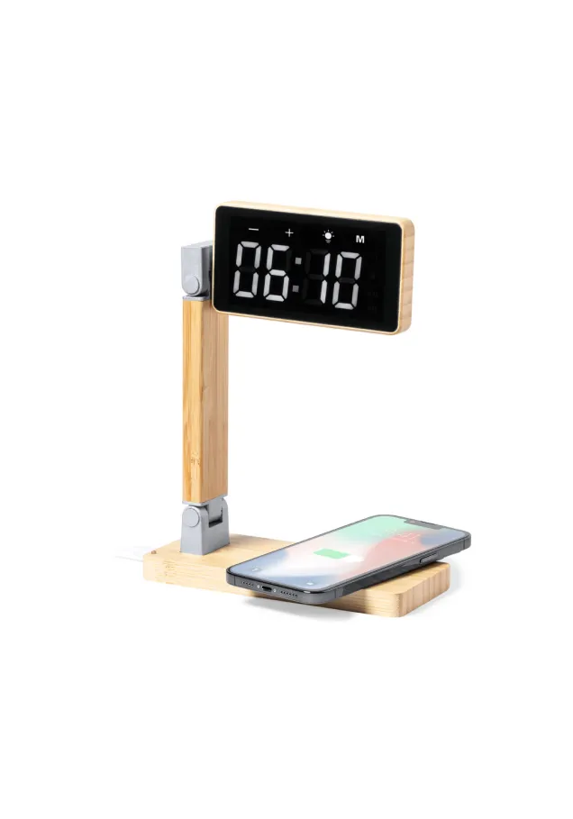 Reloj Multifunción Edres 16 Ledes. 3 Posiciones de Luz. Intensidad de Luz Regulable. Conexión USB. Inalámbrico 15W. Salida USB. Plegable